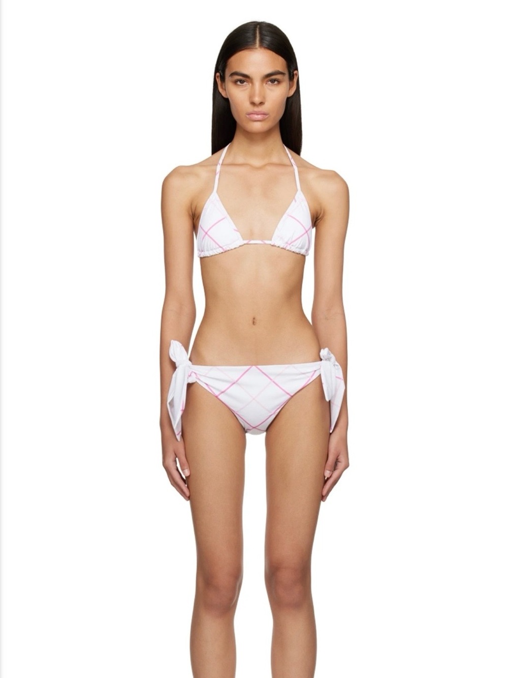 Burberry | White & Pink Caro Plaid Triangle Bikini (NWT) - Picture 4 of 8